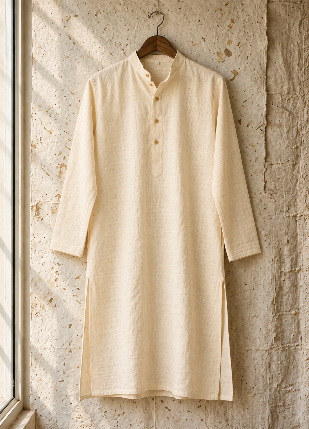 Off-white khadi long kurta